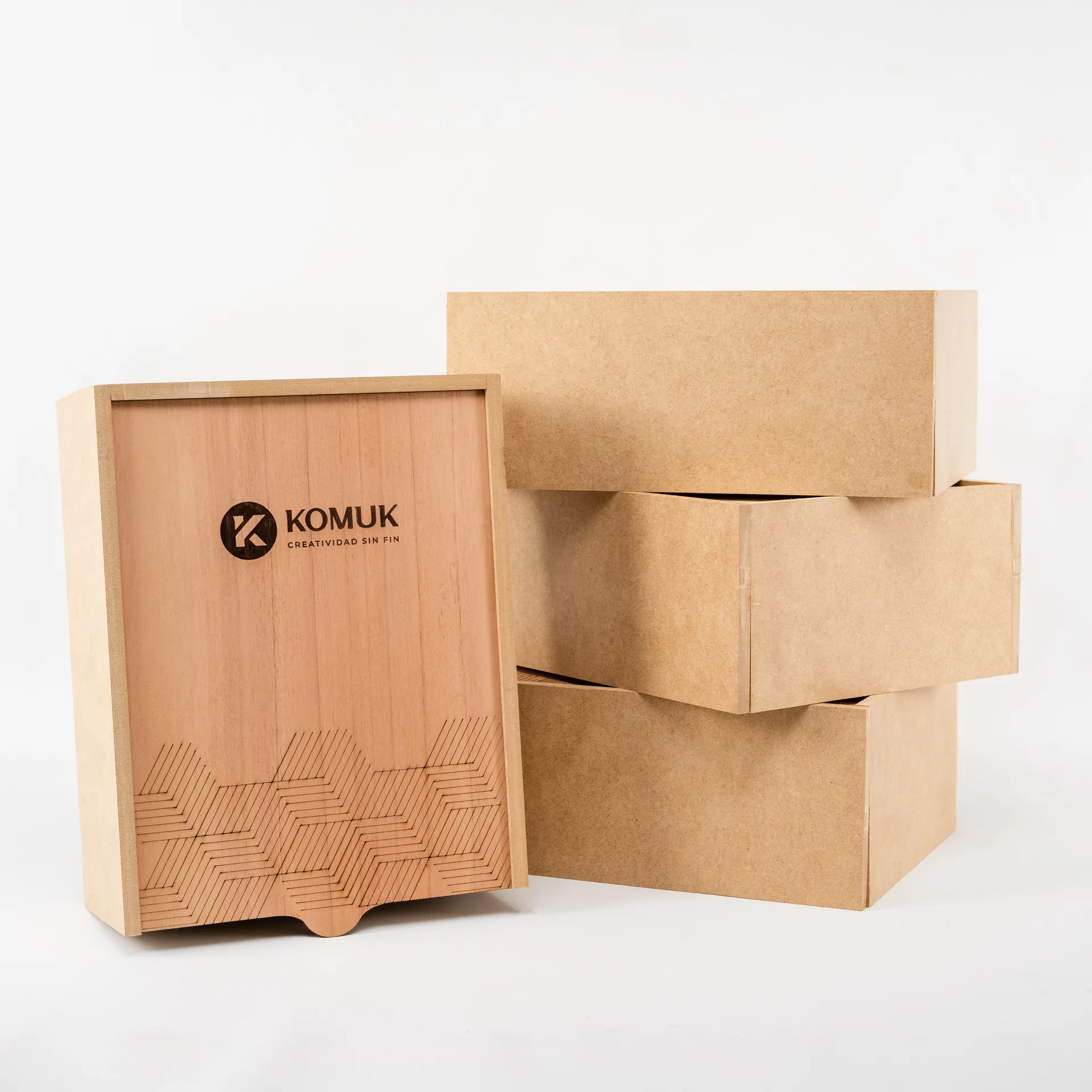 Caja de MDF para dos botellas - Tapa MDF enchapado