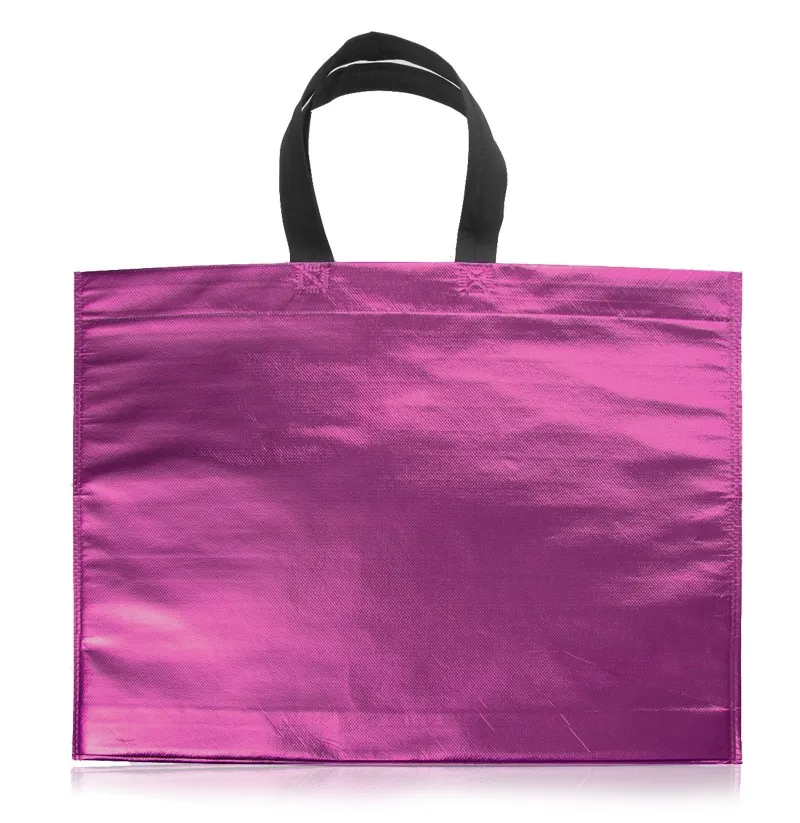 ECO BOLSA 45X40X10 METALIZADA CON MANIJAS NEGRAS