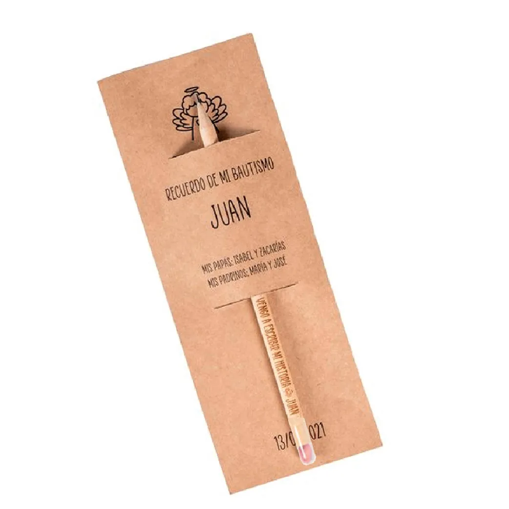 Lapiz de madera plantable con papel kraft impreso
