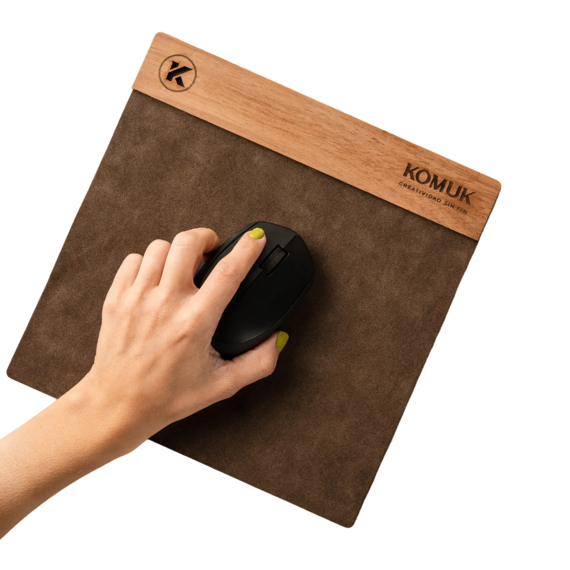 Mouse pad con tira de madera