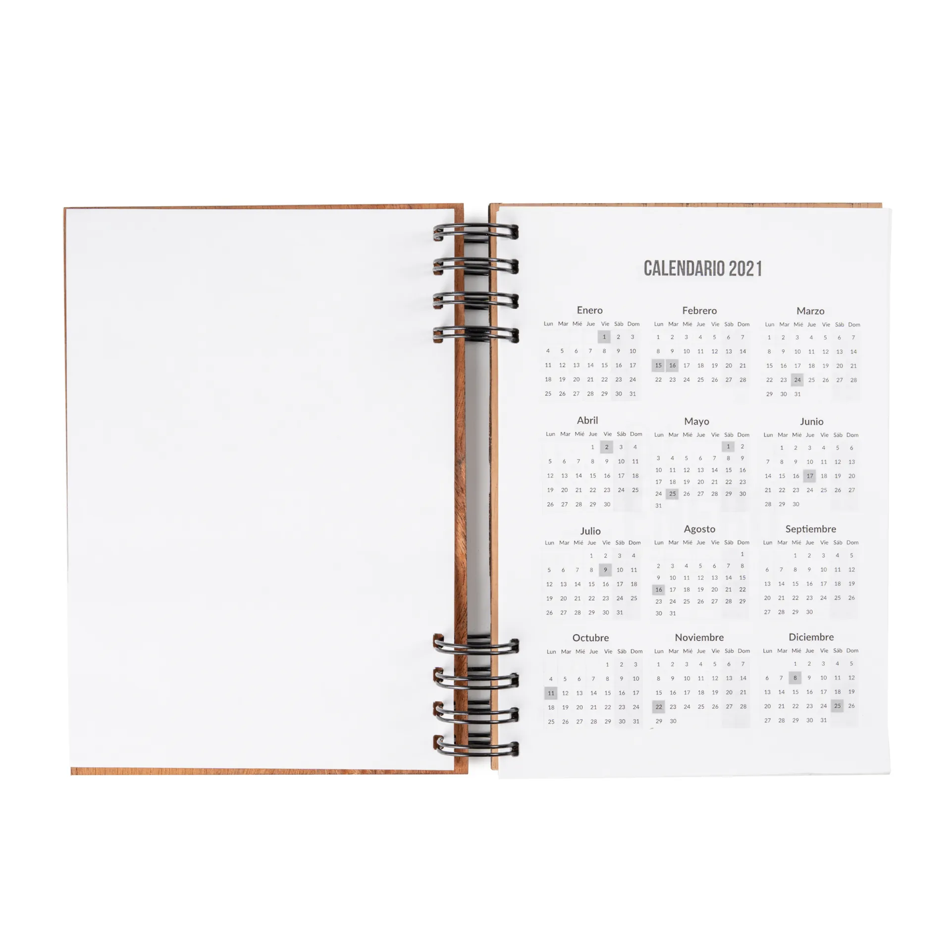 Agenda tapa de Madera