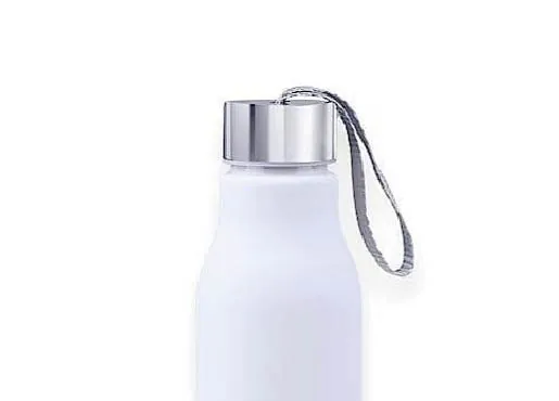 Botella blanca de plastico con tapa de acero
