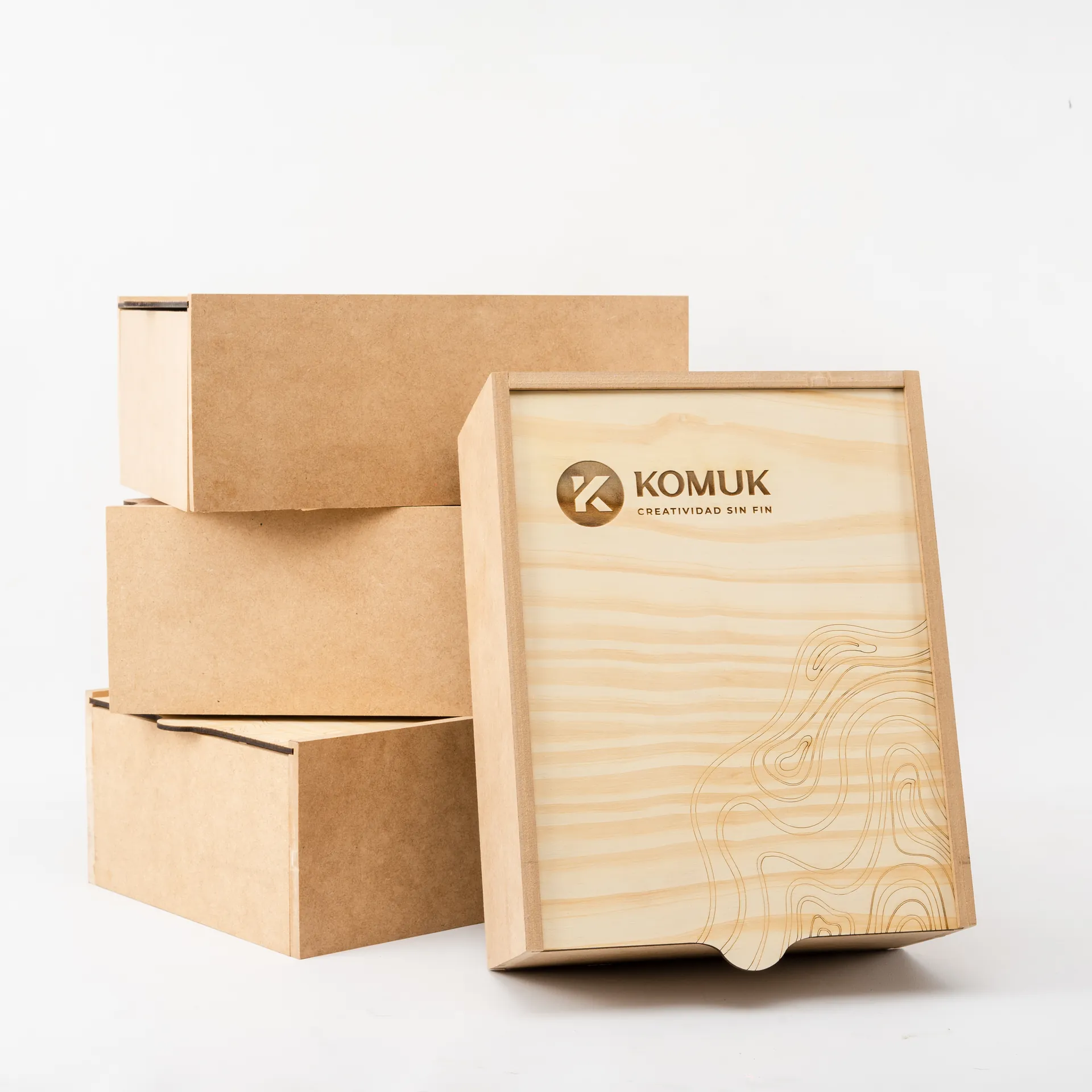 Caja de MDF para dos botellas - Tapa MDF enchapado