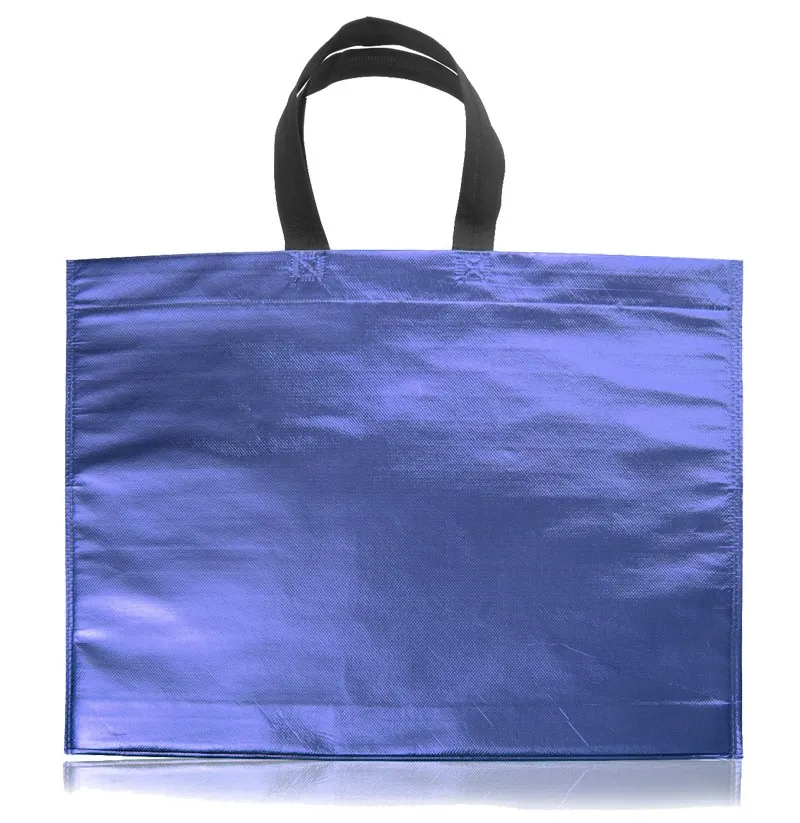 ECO BOLSA 45X40X10 METALIZADA CON MANIJAS NEGRAS
