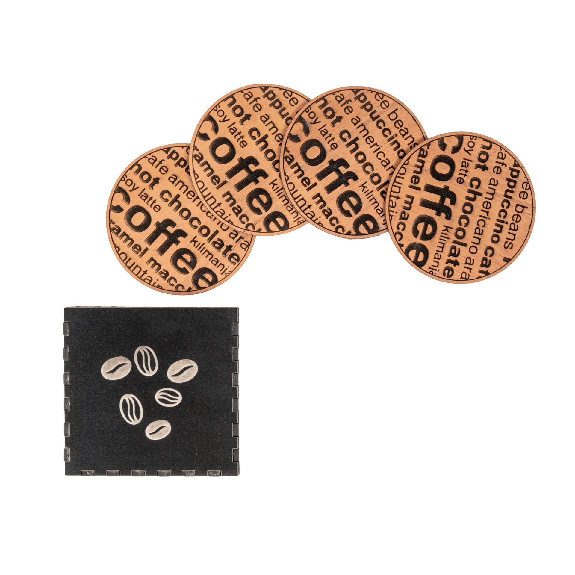 Kit de 4 posavasos con caja - (Varios Diseños)