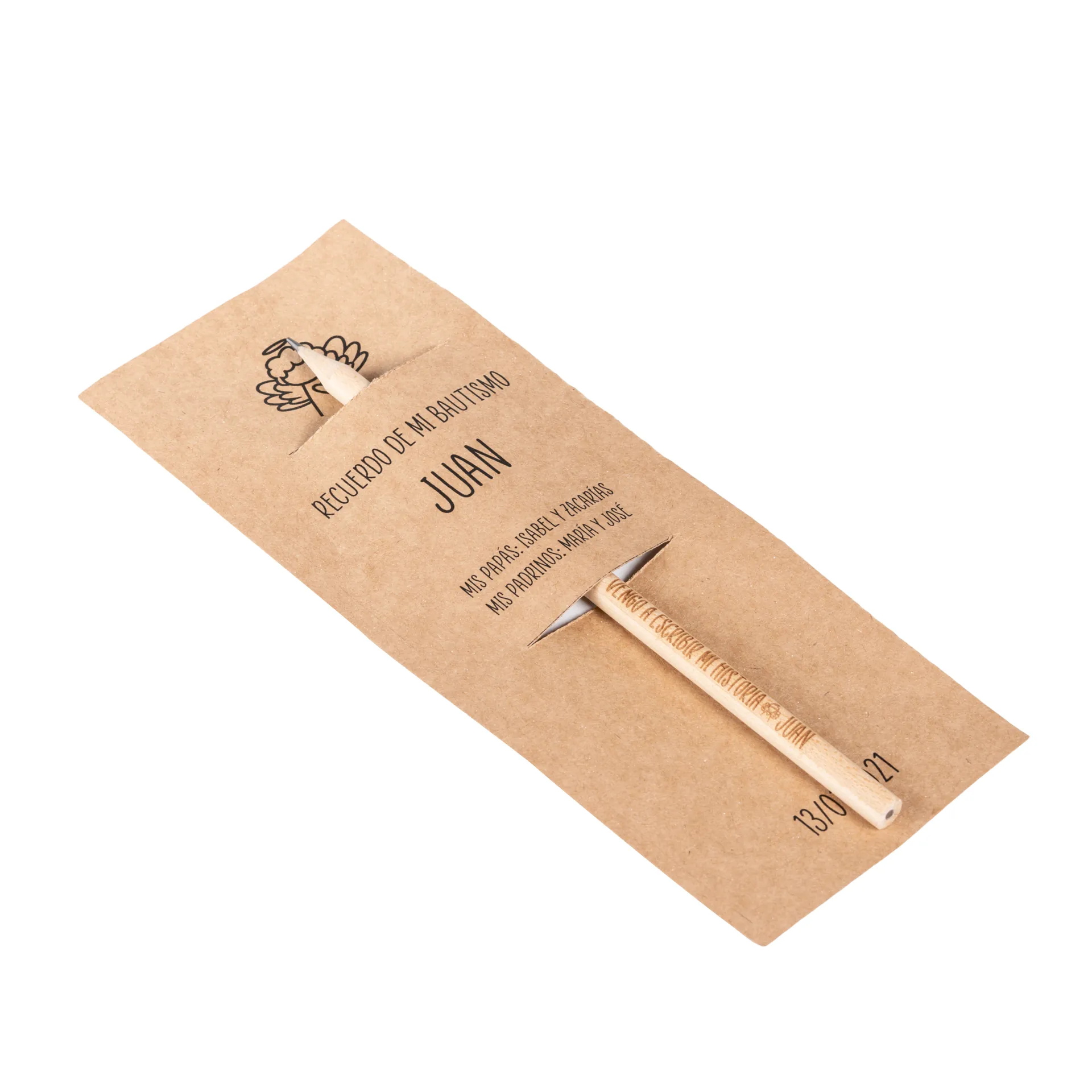 Lapiz de madera con papel kraft impreso