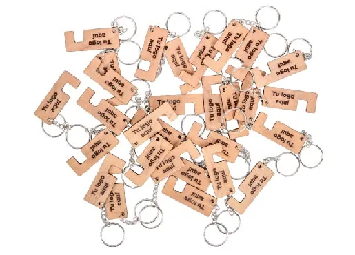 Llavero de madera apoya celular