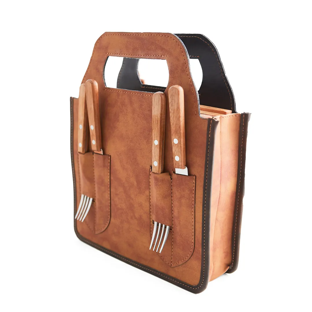 PORTA TABLITA ASADO X4 CUADRADO CARAMELO