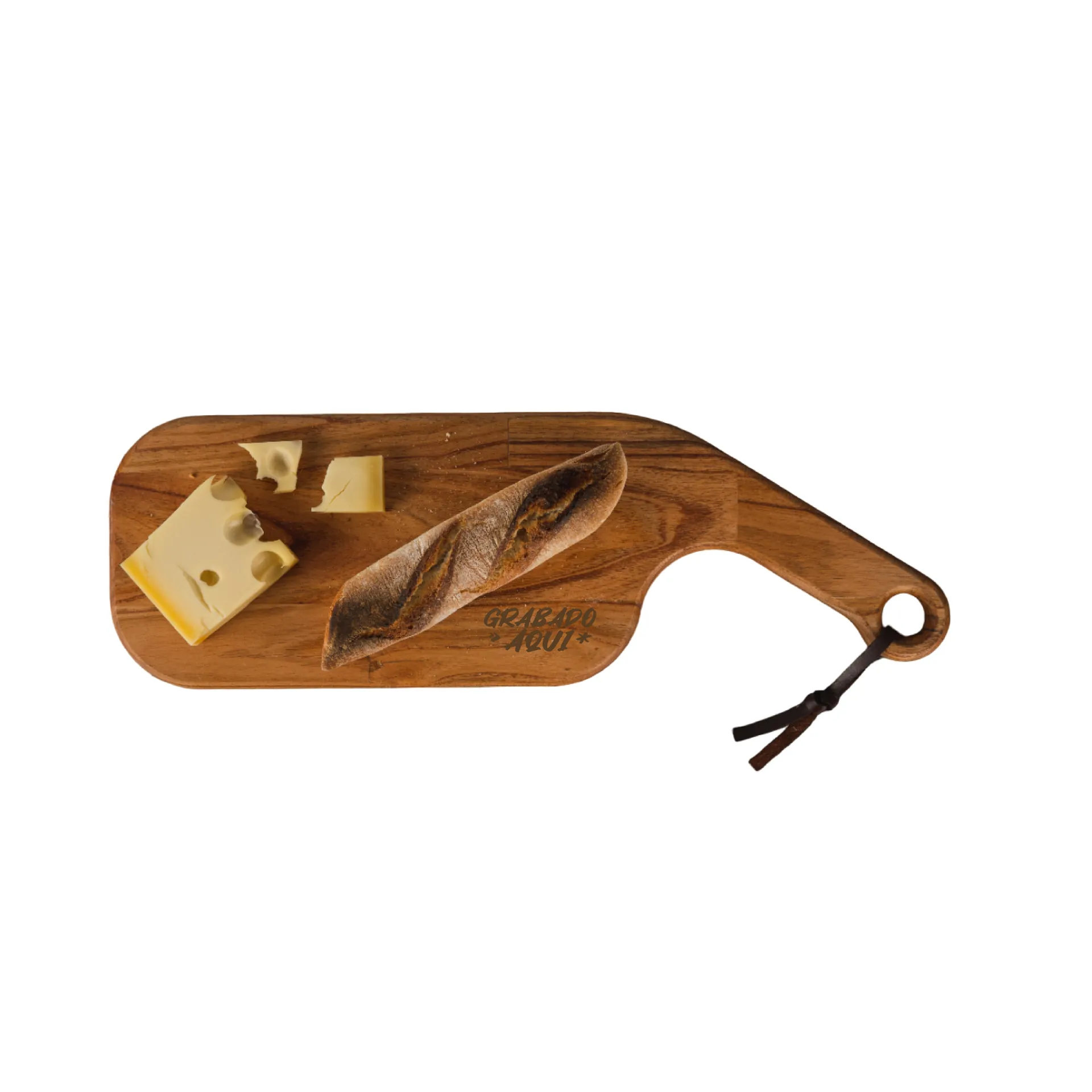 Tabla Paraiso 55x18 cm con tira de cuero  