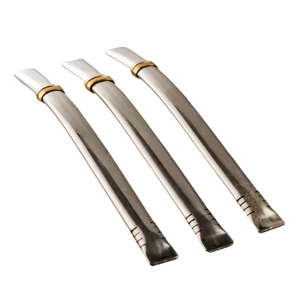 Bombilla chata acero inox con grabado
