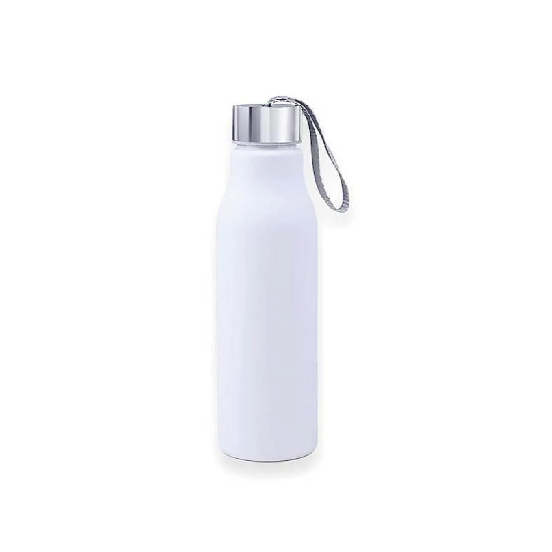 Botella blanca de plastico con tapa de acero