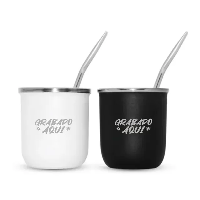 Mate de acero con bombilla