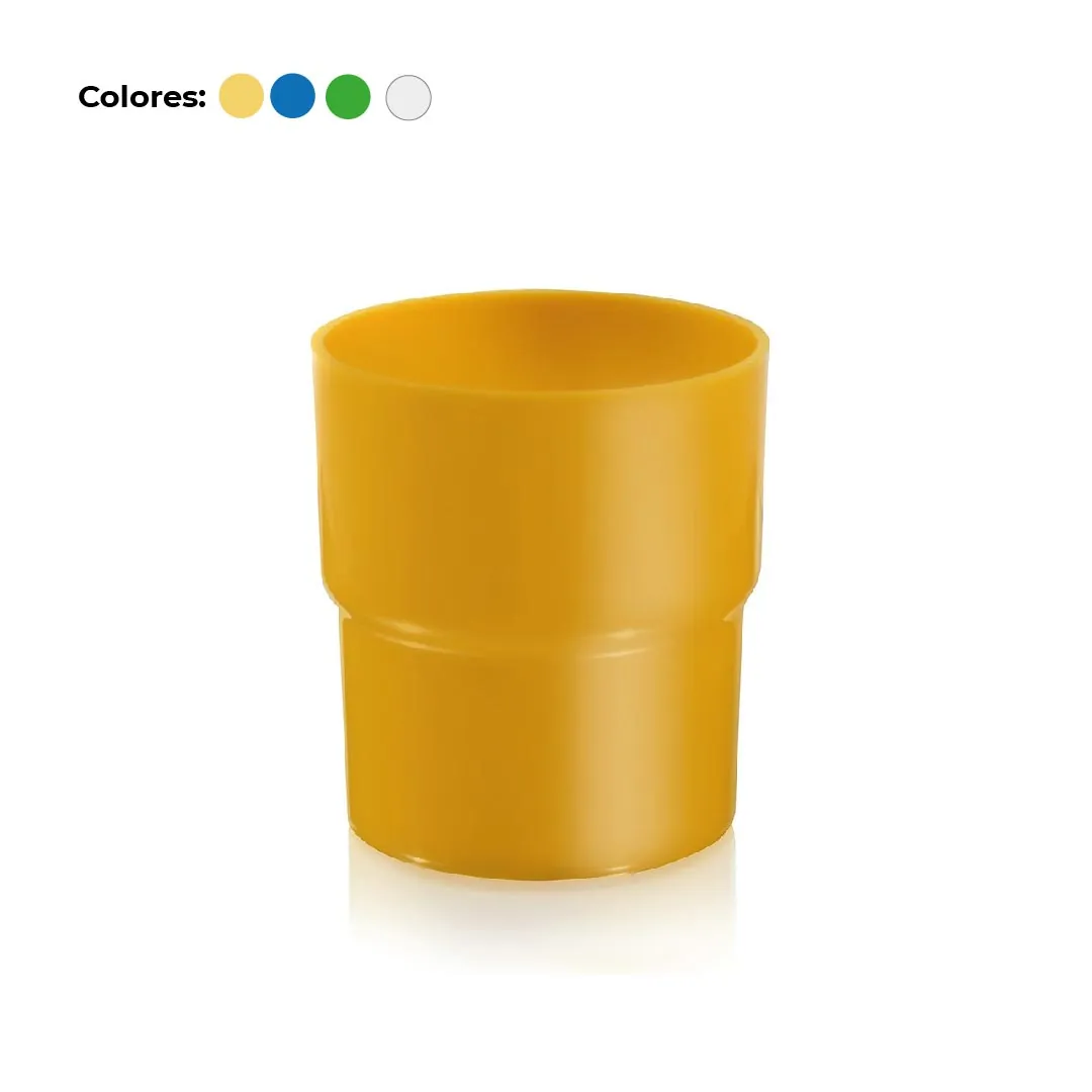 VASO APILABLE 250 CM³, AMARILLO, CON IMPRESIÓN